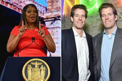 Crypto fraud suit tied to Winklevoss twins expanded to $3B by NY AG Letitia James - New York Post