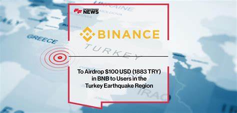 Binance to Airdrop $100 USD (1883 TRY) in BNB to Users in the Turkey Earthquake Region - Fintech Finance